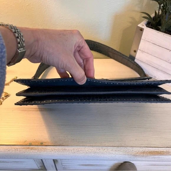 Ann Taylor Elegant Blue Crocodile-Embossed Leather Purse NWOT - Picture 5 of 11